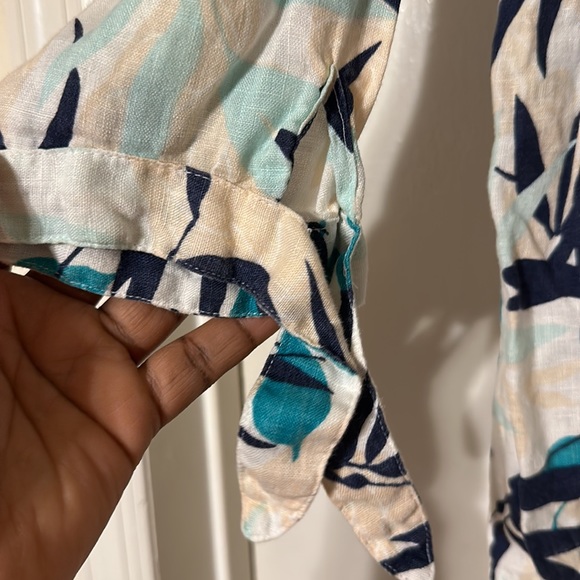 M COLLECTION 100% LINEN FLORAL DESIGN TOP SIZE 14 - Picture 9 of 12